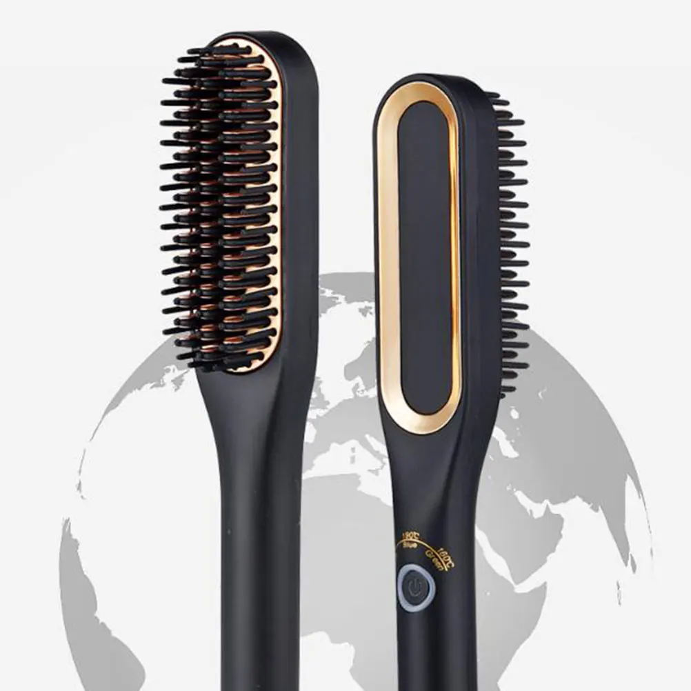 3 in 1 Electric Hair Straightener Brush Beard Comb 3 Gears Adjustable Hair Styling Straightener Eu Plug Beard Brush