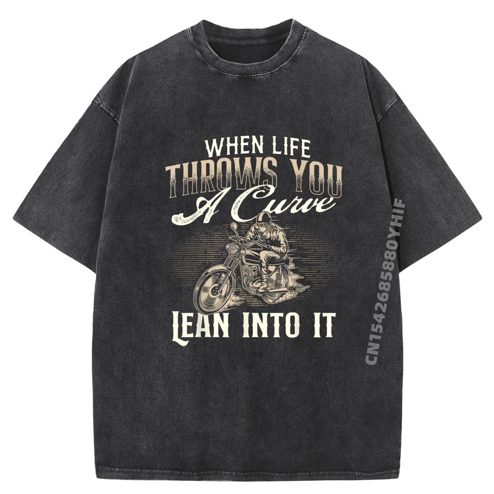 

Мужская футболка When Life Throws You A, повседневные топы, футболки, свободные забавные футболки, мужская стираная одежда в стиле ретро