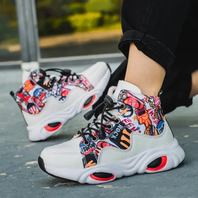 

High-top Basketball Shoes kids 2025 Summer New Thick-soled Height-enhancing Sports Shoes Breathable and Non-slip sneakers