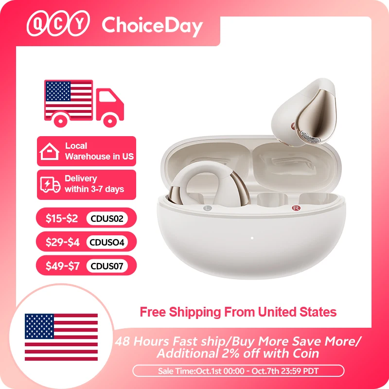 QCY Crossky C30 أذن مفتوحة سماعة لاسلكية تعمل بالبلوتوث سماعات أذن بمشبك على سماعات رأس رياضية بلوتوث 5.4 OWS سماعات أذن بمشبك