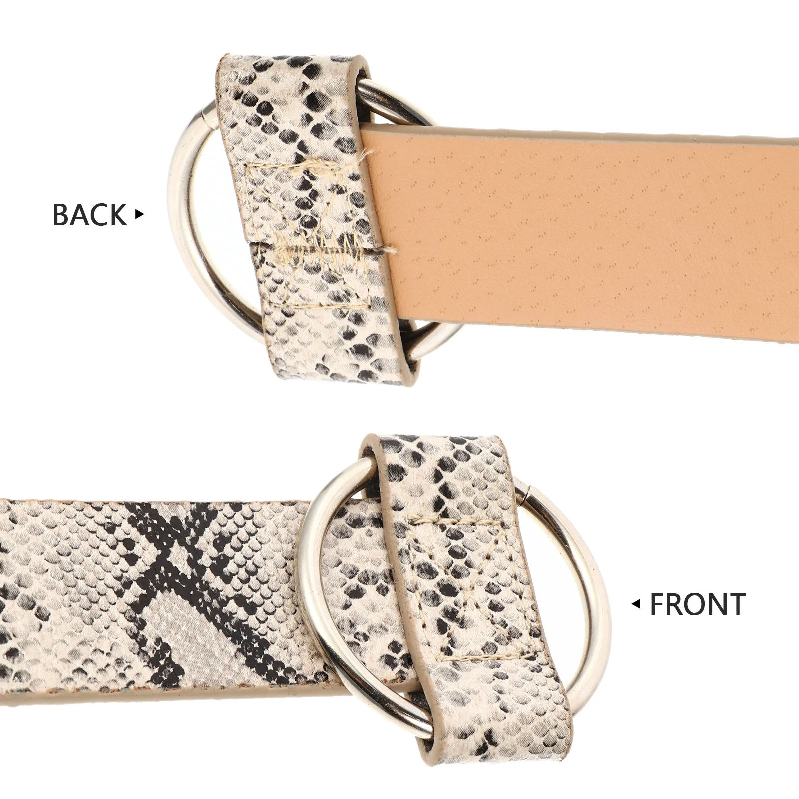 

Snake Pattern Imitation Belt For Women Round Buckle Casual Waistband Stylish Female Girdle Wearable Daily Party Street