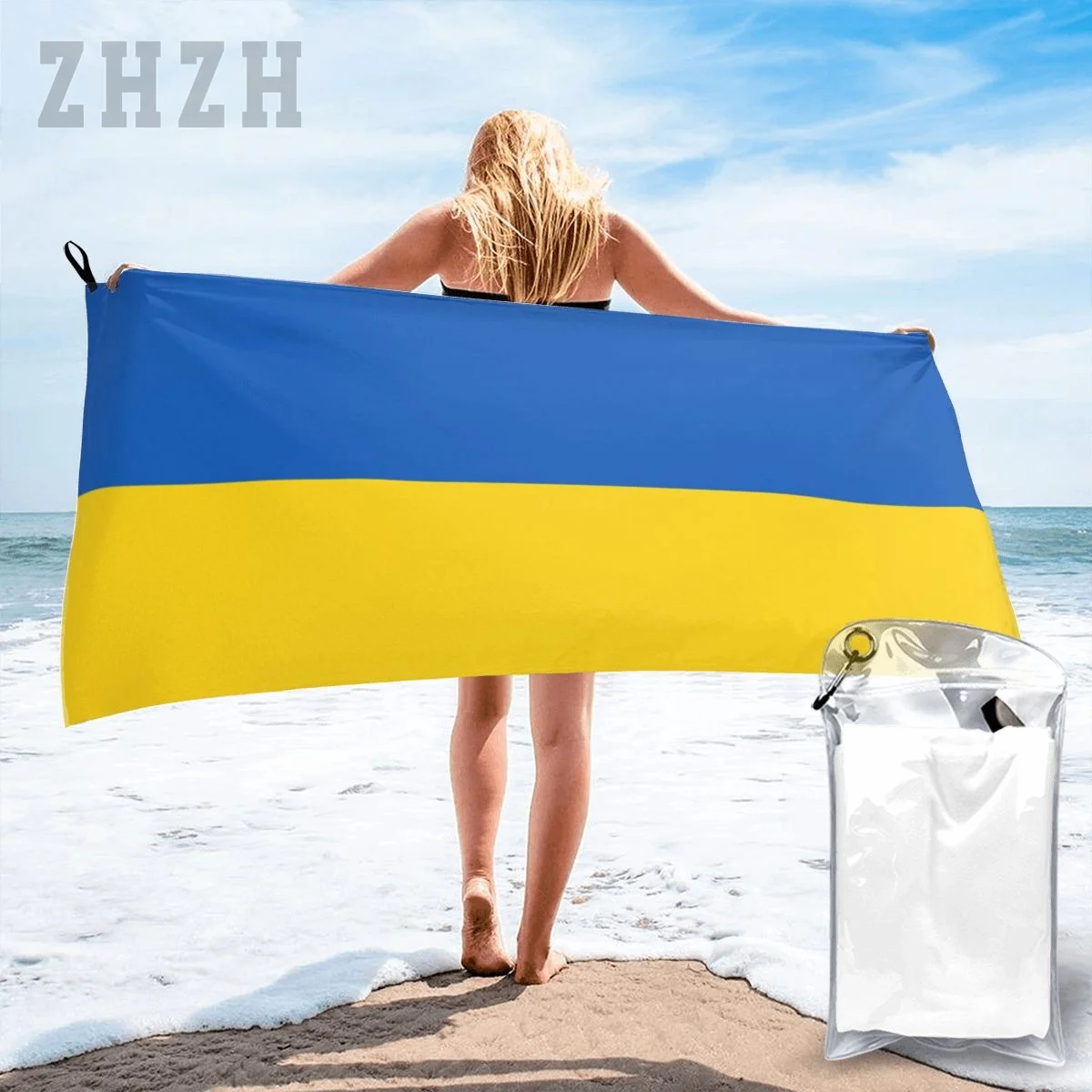 More Design Ukraine Flag Emblem Bath Towel Quick dry Microfiber Absorbing Soft Water Breathable Beach Swimming Bathroom