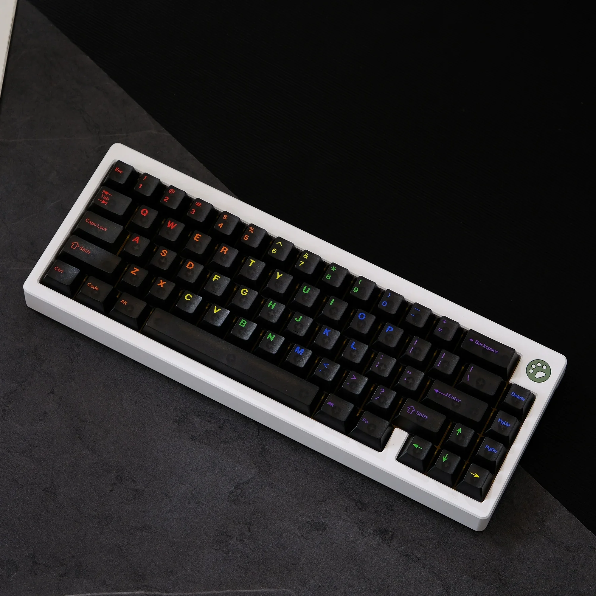 Aifei Midnight Rainbow Keycaps 122 Keys Fog Translucent Black PC UV Print for Mechanical Keyboard Mad 60he 68he Wooting Game