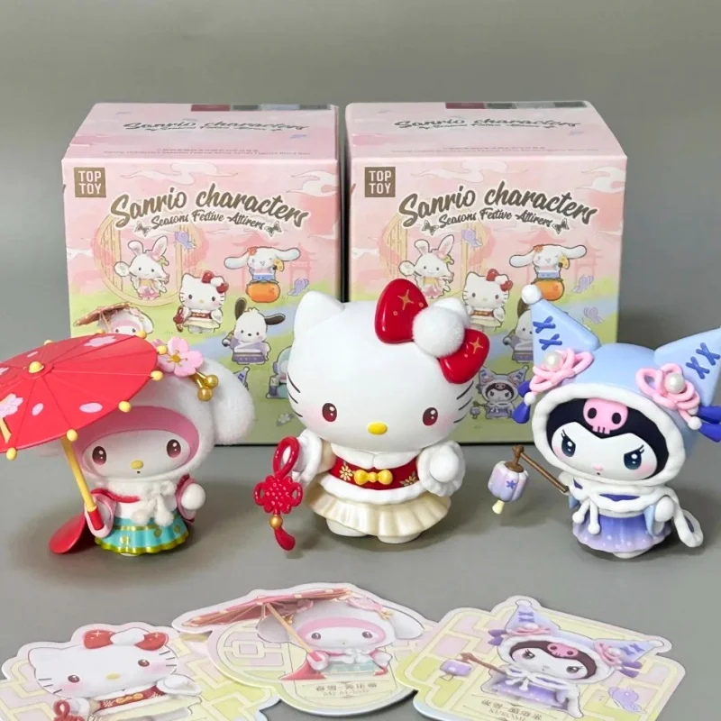 

Подлинные персонажи Sanrio, сезоны, праздничная серия Attirers, слепая коробка, игрушки Kuromi Hello Kitty My Melody, модель, украшения, подарочная игрушка