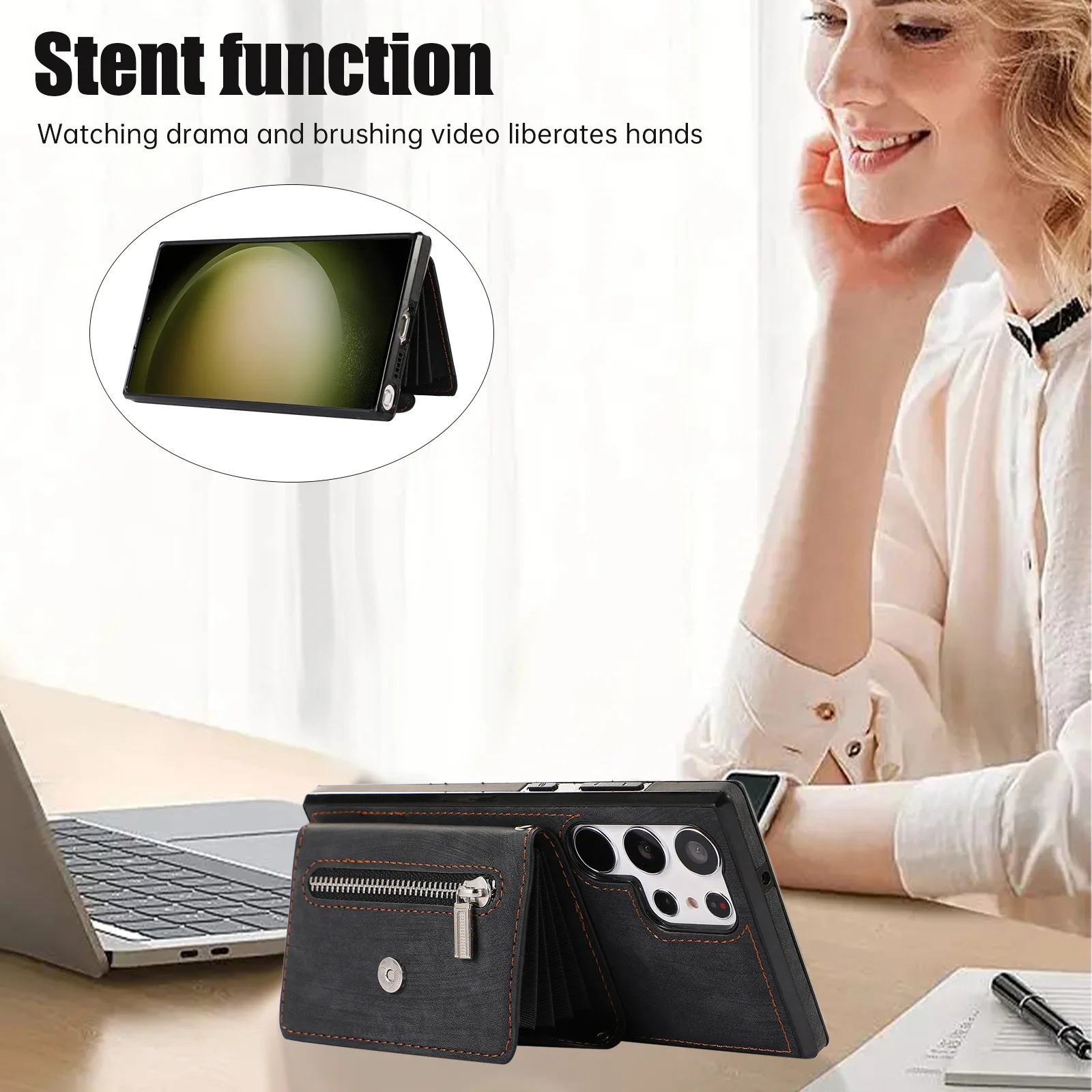 حافظة هاتف كروس جلدية عادية لهاتف سامسونج جالاكسي S25 Ultra Edge S24 FE S23 Plus S22 S21 S20 Note20 محفظة فتحة للبطاقات #5