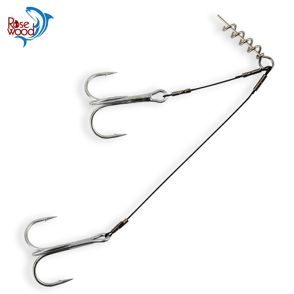 Rosewood Pike Perch Bass Lure Fishing Stingers Double Treble Hooks Durable Stainless Steel For Big Shad Fishing Tackle Pesca