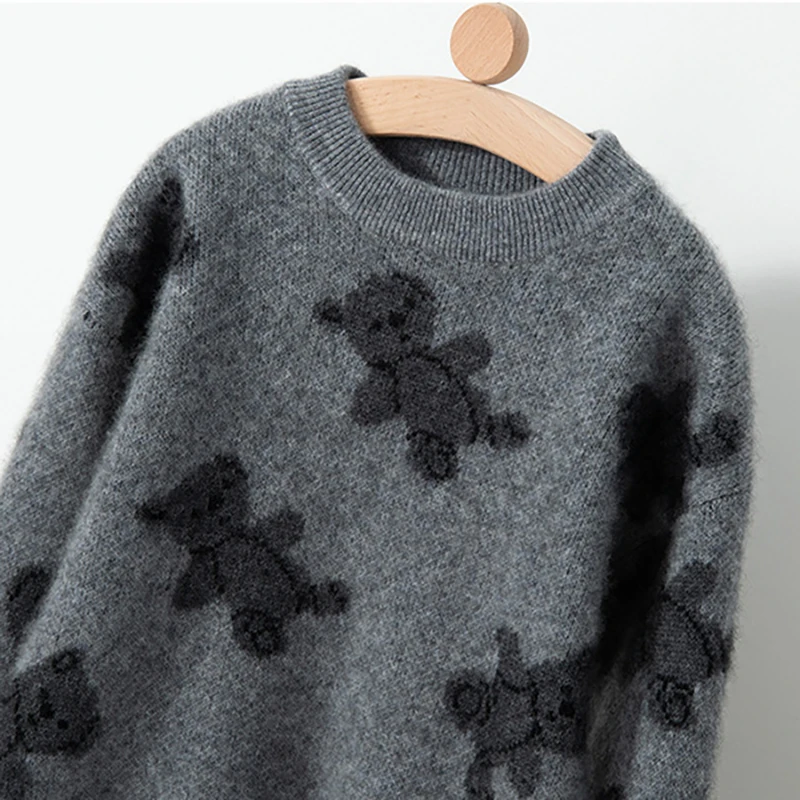 winter New Wool sweater boys Cartoon Bear Cashmere sweater girls thickening Sweater high quality Mongolian Cashmere clothing