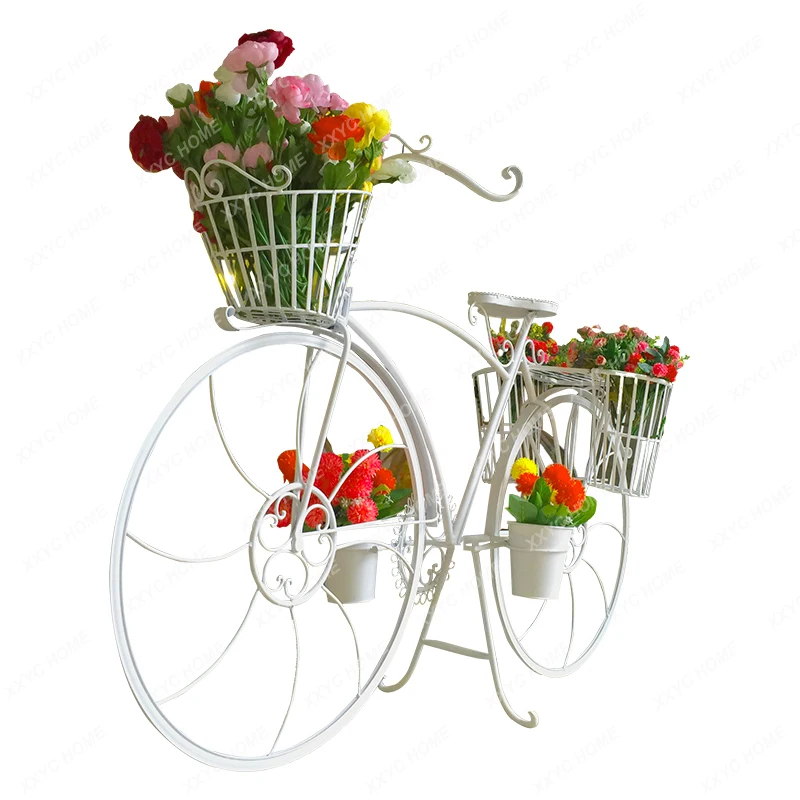 

Creative Ornaments Decorations Furniture Showcase Tool Pastoral Wrought Iron Bicycle Flower Rack