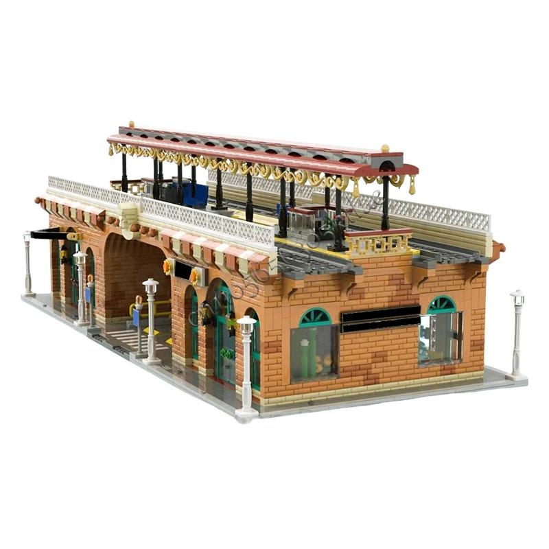 3519ピース ハウスストリート地上駅 MOC カスタマイズ モジュール式ビルディングブロック クリエイティブデザイン DIY 男の子向けおもちゃ クリスマスプレゼント