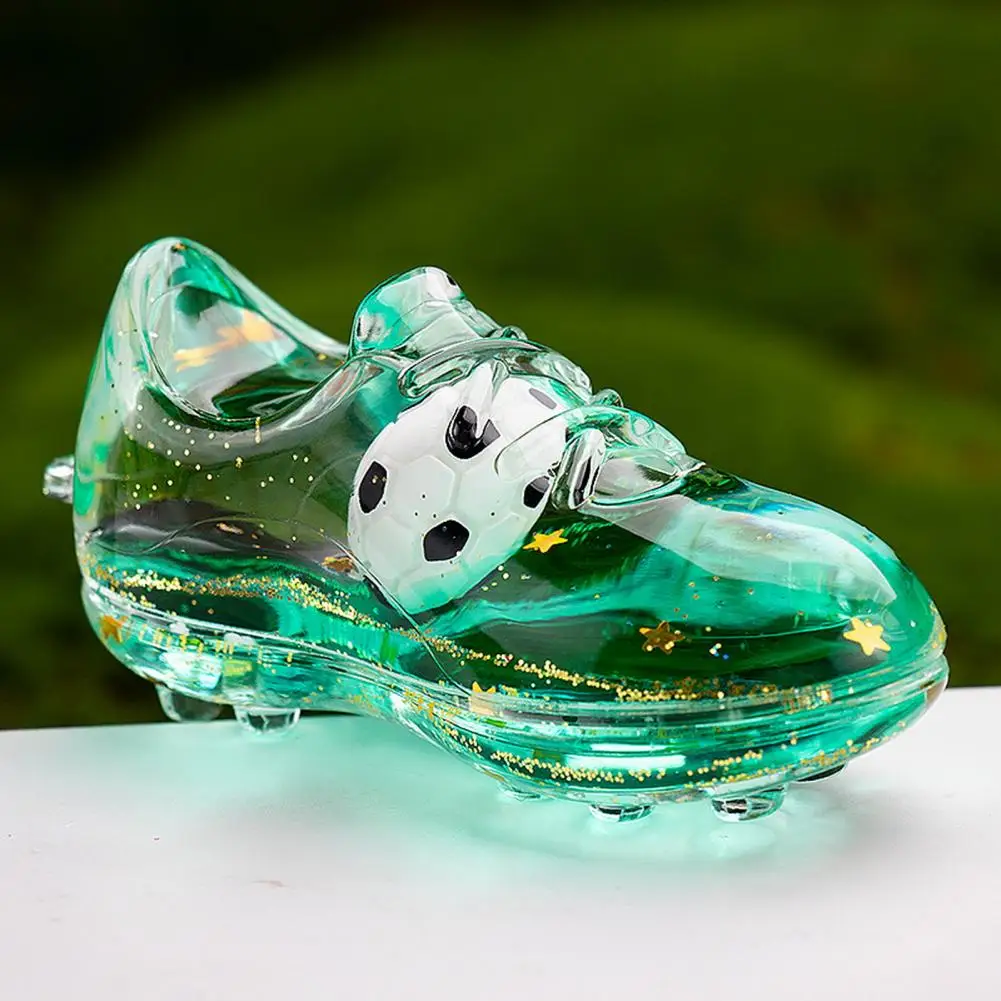 Football Accessory Gift Football Keychain 2pcs Acrylic Football Boot Keychain Pendants with Glitter Quicksand Flowing Stars