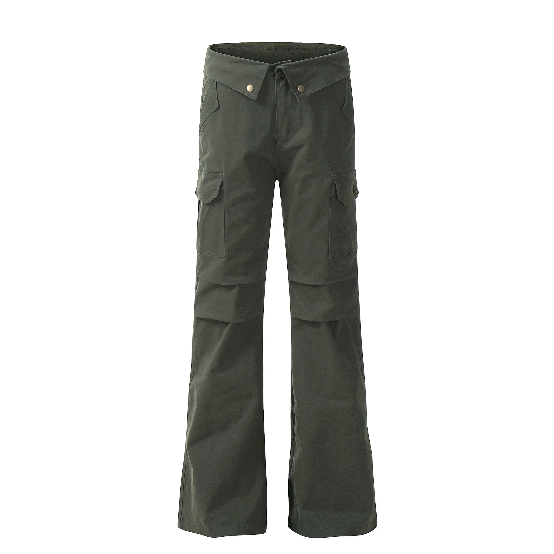 OR FL Street Trend Fold Turn Over American style 97 Cotton Women Cargo Trousers Slimming Cleanfit Wei La Slacks Wide Leg Pants