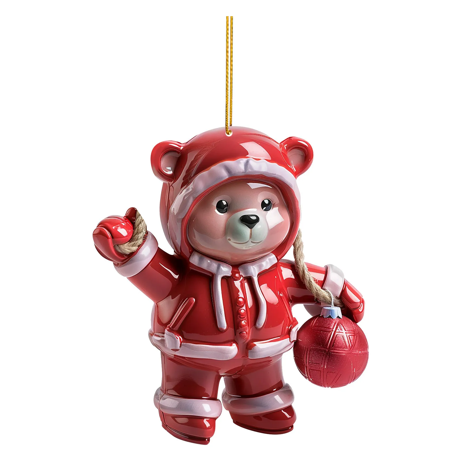 Cute Christmas Decorations Cute Teddy Bear Christmas Tree Ornaments Vintage Acrylic Flat Pendants New Chandelier Crystal Garland