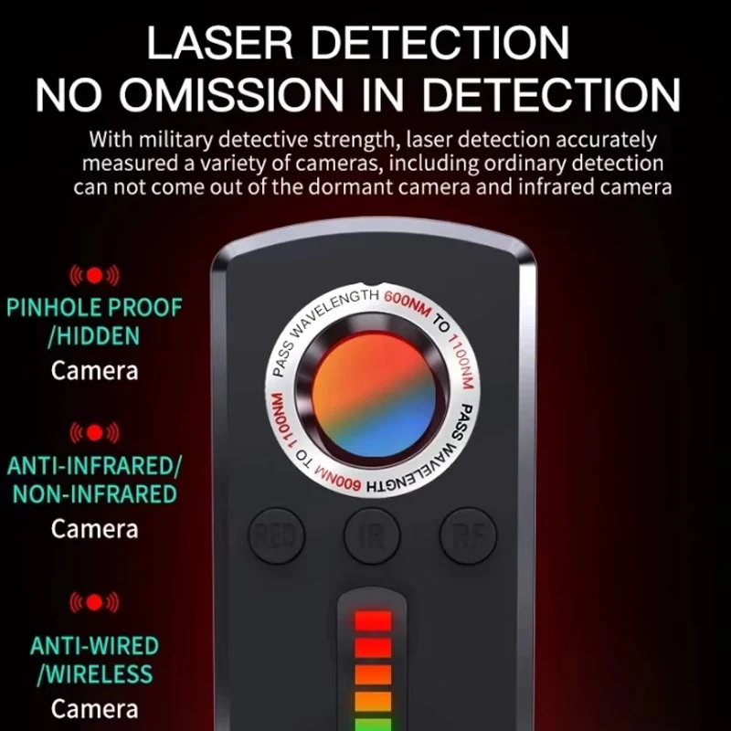 

Hidden camera detector, spy camera finder, eavesdropping device detector, magnetic field detector. Monitoring device detector