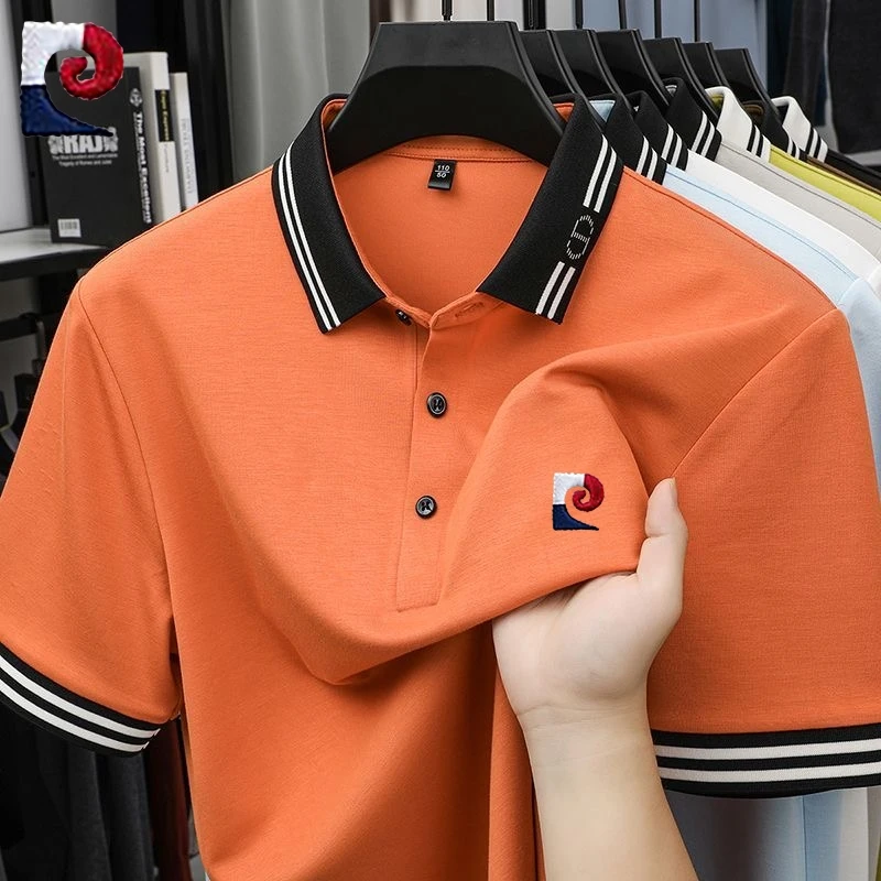 Summer men's high-quality short sleeved polo shirt, new fashionable, casual, comfortable, breathable T-shirt top