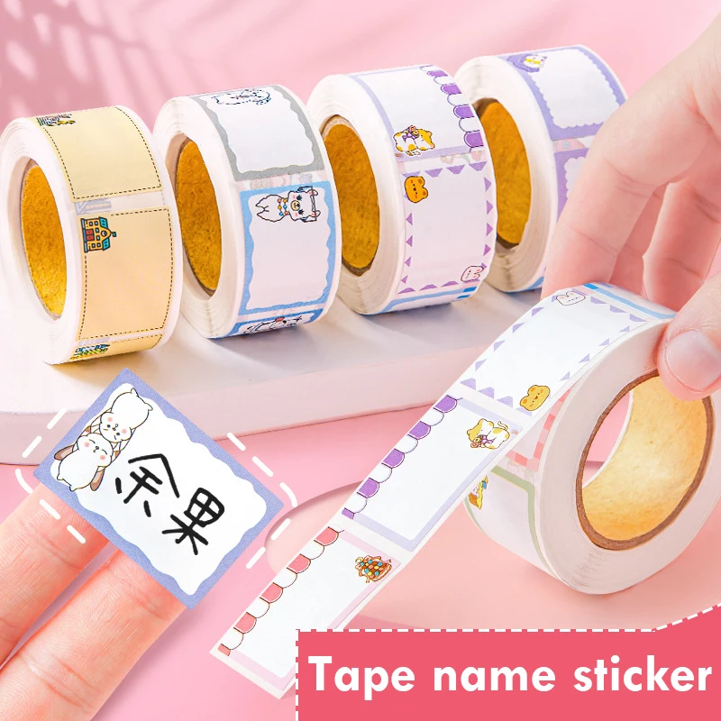 350 Sheets/Roll Cartoon Name Stickers Water Cup Stickers Waterproof Classification Labels Sticky Note Stickers Stationery