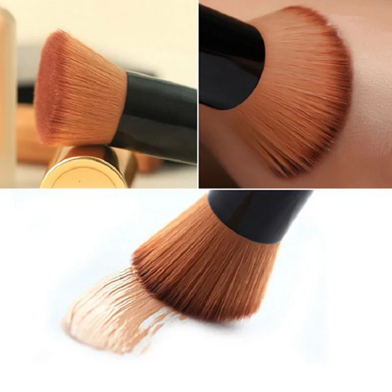 1pc Wooden Handle Foundation Makeup Brush Face Blush Liquid Powder Brushes For Blending Liquid Cosmetics Makeup Tool