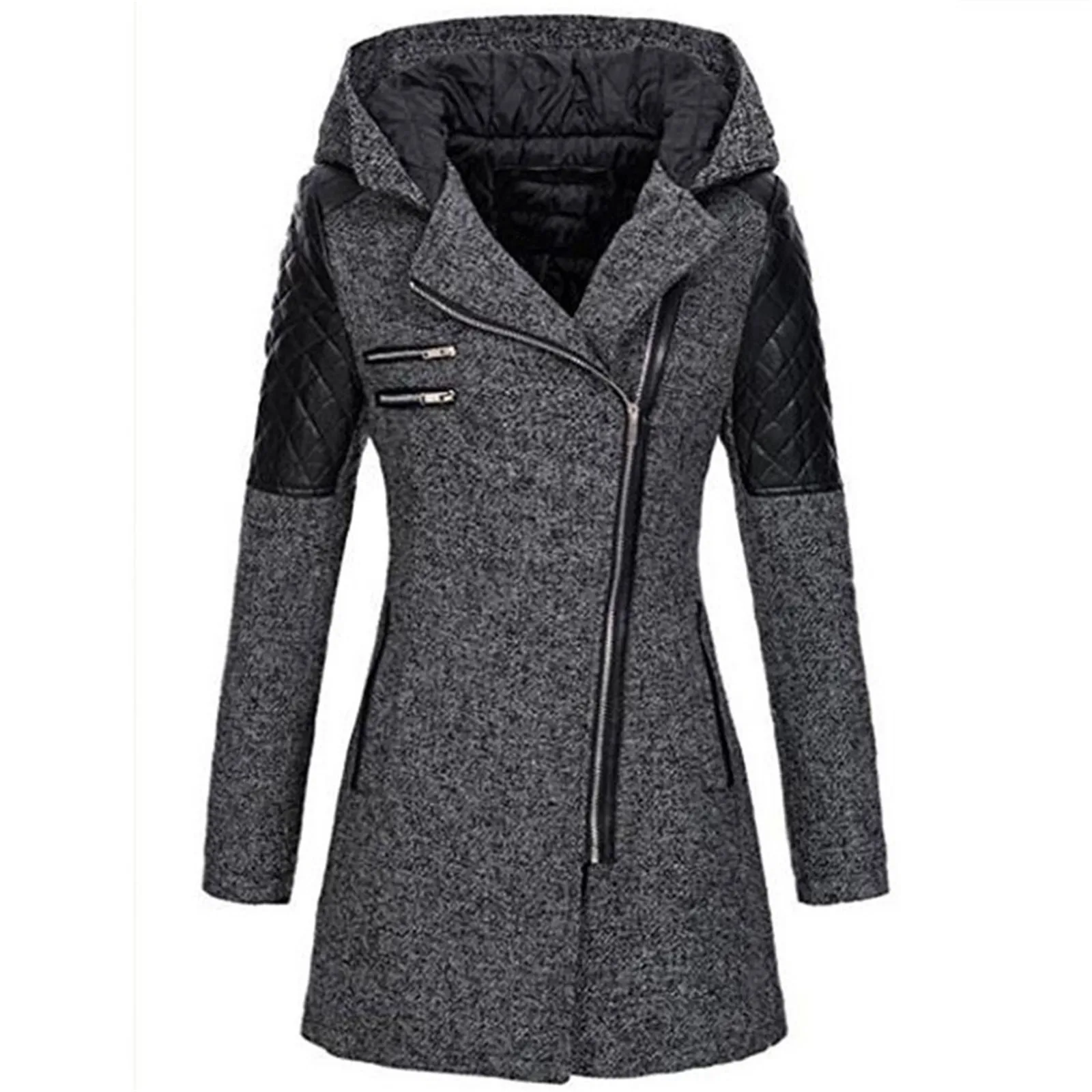 Heißer Herbst Winter Mittlere länge Geneigt Zipper Windjacke frauen Langarm Warme Jacke Plus Größe S-5XL frauen Cosplay