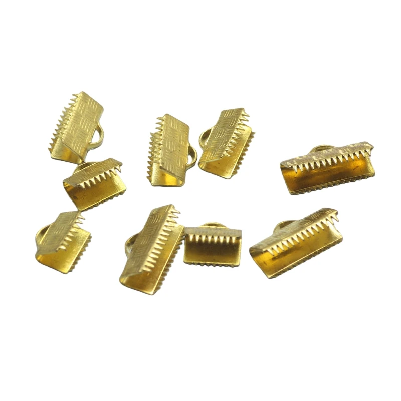 BoYuTe (100 Pieces/Lot) Brass Ribbon Crimp End Clasps for Jewelry Making Diy Accessories Wholesale