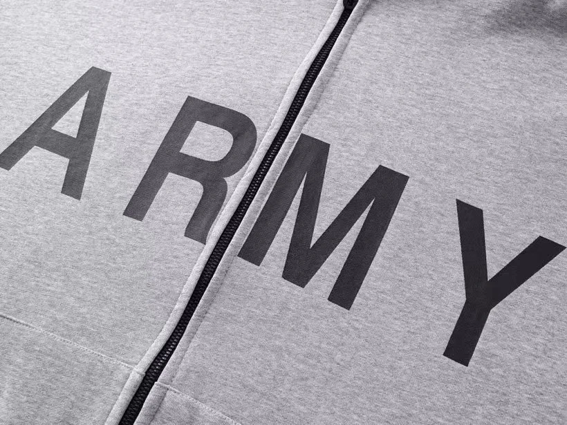 جديد فاخر كاني ويست الجيش رمادي زمم البلوز هوديس هودي قمصان سويت شيرت بقلنسوة المخملية القطن سميكة الصوف حجم 1 2 3 E60