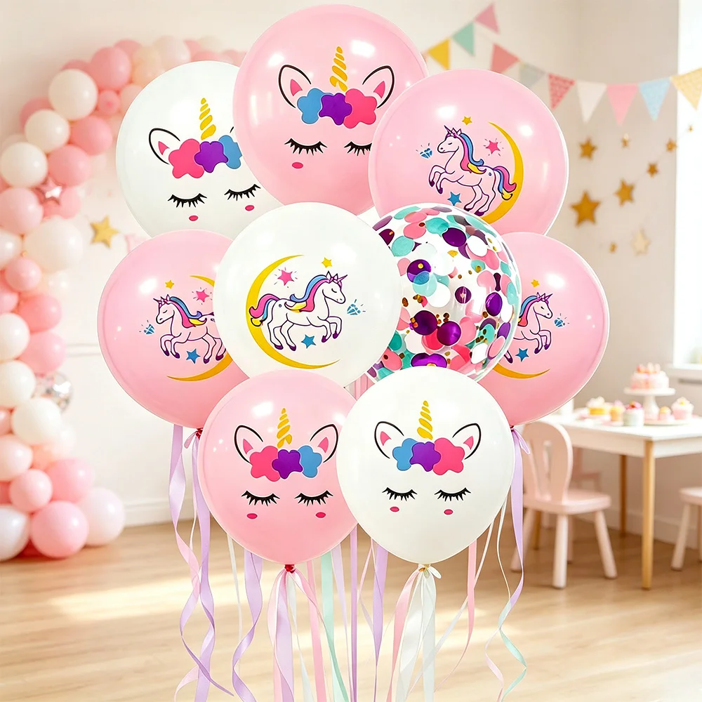 Regenbogen-Einhorn-Ballonbanner, Einhorn-Party-Dekorationsbanner, Einhorn-Geburtstagsparty-Dekoration, Babyparty-Deko, Happy-Birthday-Dekoration – Detail 4