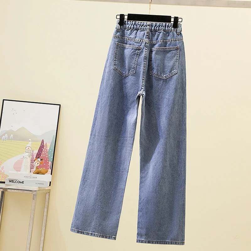 Trend Denim Straight Leg Jeans Women High Waist Skinny Jeans Simple Warm Baggy Fit Stretch Ladies Casual cargo pants harajuku