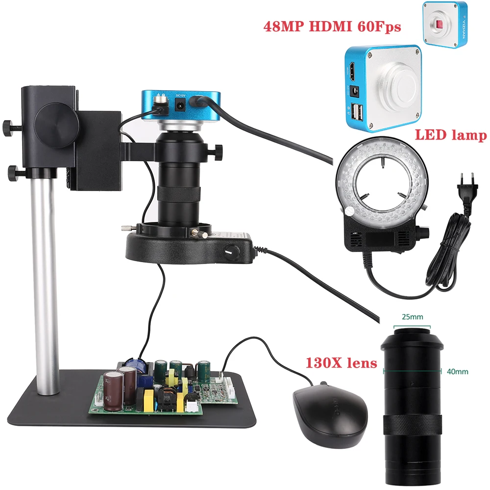 

48MP Electronics Microscope VGA HD 48MP Digital Camera USB HDMI Adjustable Bracket Monocular For Teaching Soldering Repair