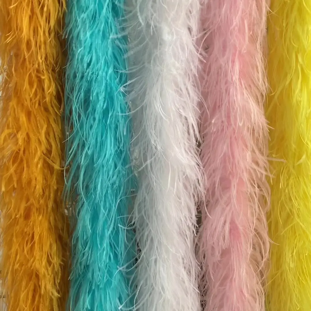 2M Purple Ostrich Feather Boa 5PLY 10-15cm Super Fluffy Thick Plumes Boas Wedding Dress Stage Costume Shawl DIY Craft Decoration