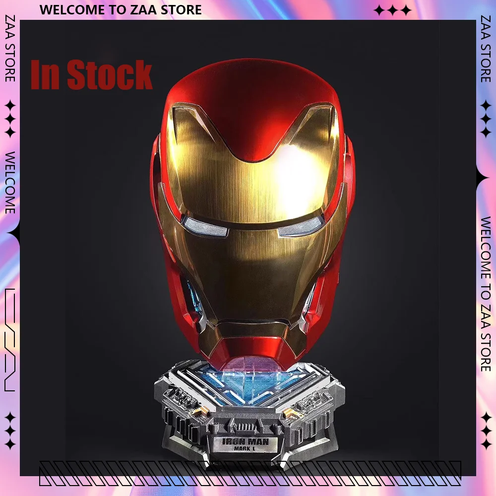 Gold Iron Man Helmet MK50 1:1 Avengers War Machine Cosplay Electric Open Close English Voice Remote Control Toys Christmas Gifts