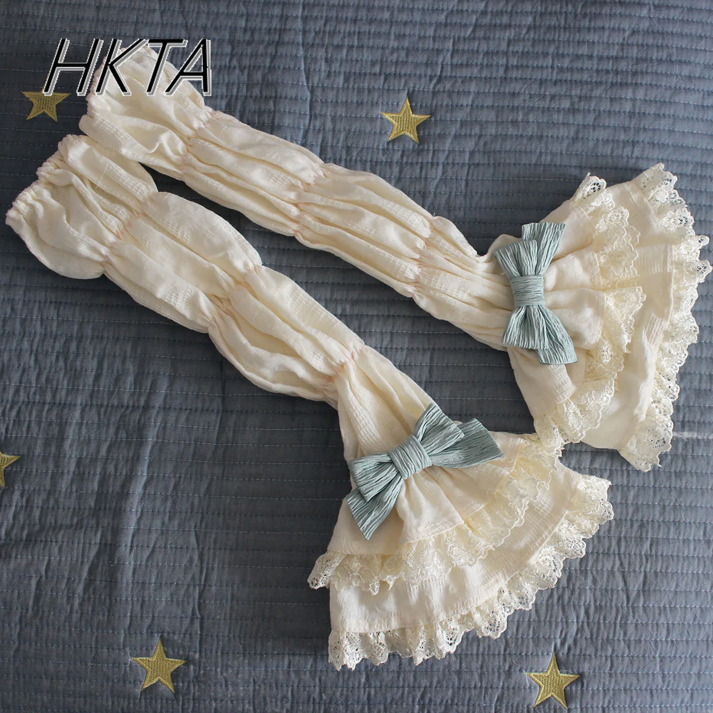 Lolita Jacquard ผ้าฝ้าย Lotus Root Joint สีชมพูสีม่วงยาวเสื้อ \ \ \ \ \ \ \ \ \ \ \ \ \ \ \ ถุงมือฤดูร้อนหวานน่ารักลูกไม้แขนแขน