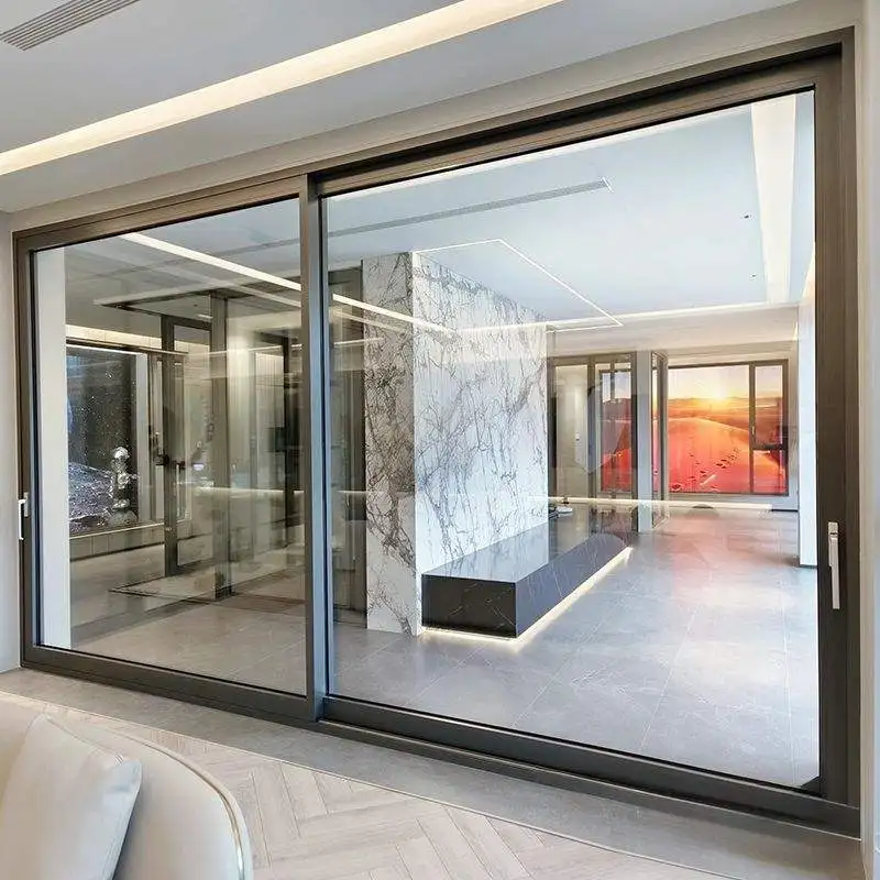 Fashion Indoor Aluminum Frame Glass Partition Door Hidden Track Design Glass Sliding Doors Finely Designed Sliding Glass Doors