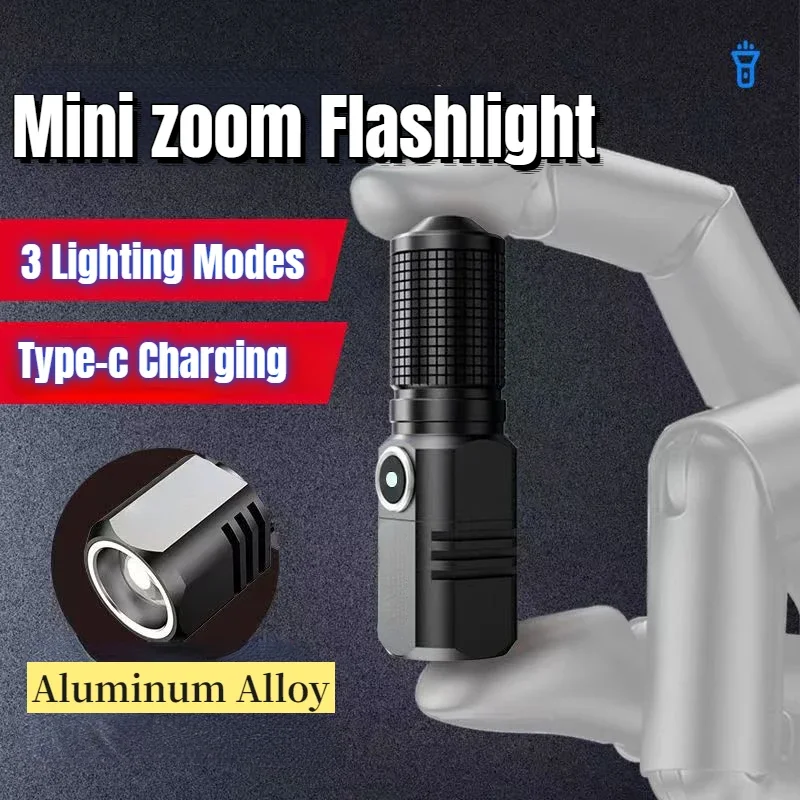 

2000 LM Powerful Zoom Flashlight Shot / Long XHP50 LED Torch with Battery Type-c Rechargeable Flash Light Outdoor Camping