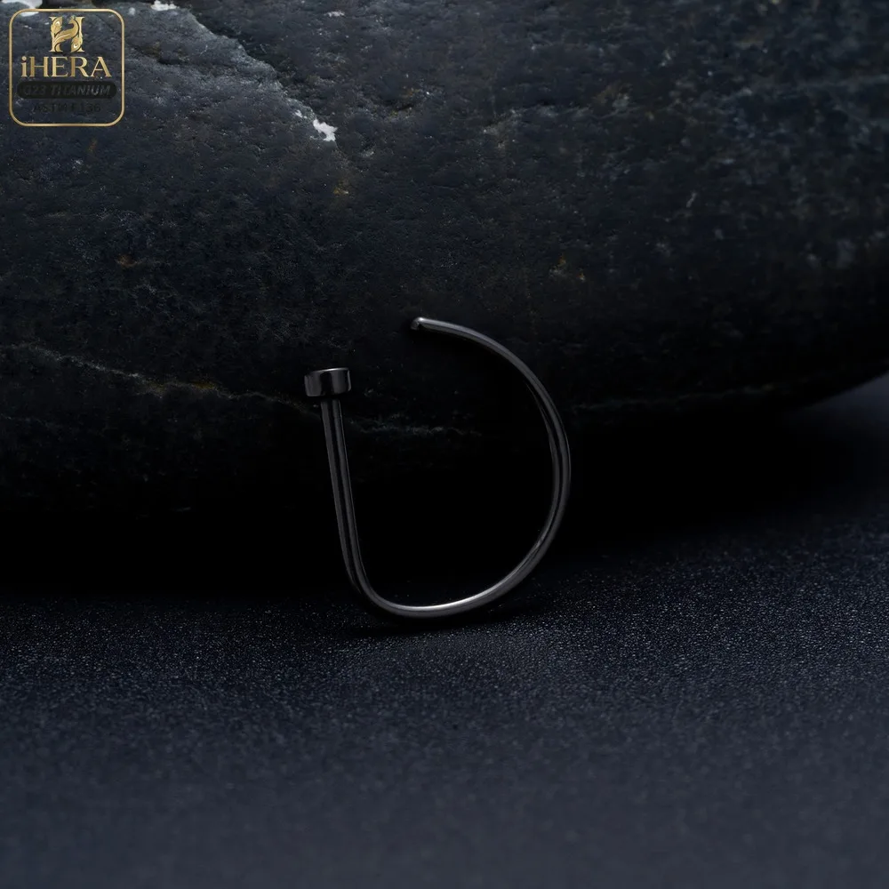 1/10PCS ASTM F136 Titanium Fake Nose Ring Hoop Non Piercing D Shape Nostril Lip Septum Earring Body Jewelry Kit