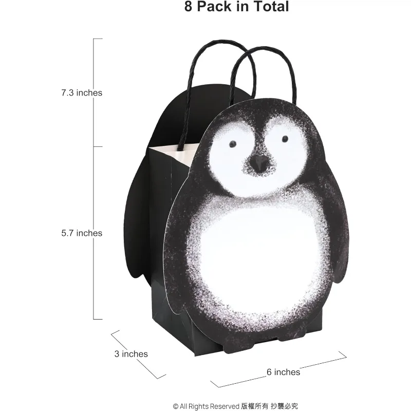 8pcs Penguin Gift Bags Black White Paper Bags Candies Gifts for Birthdays Parties Wedding Baby Shower Frozen Party Bags Supplies