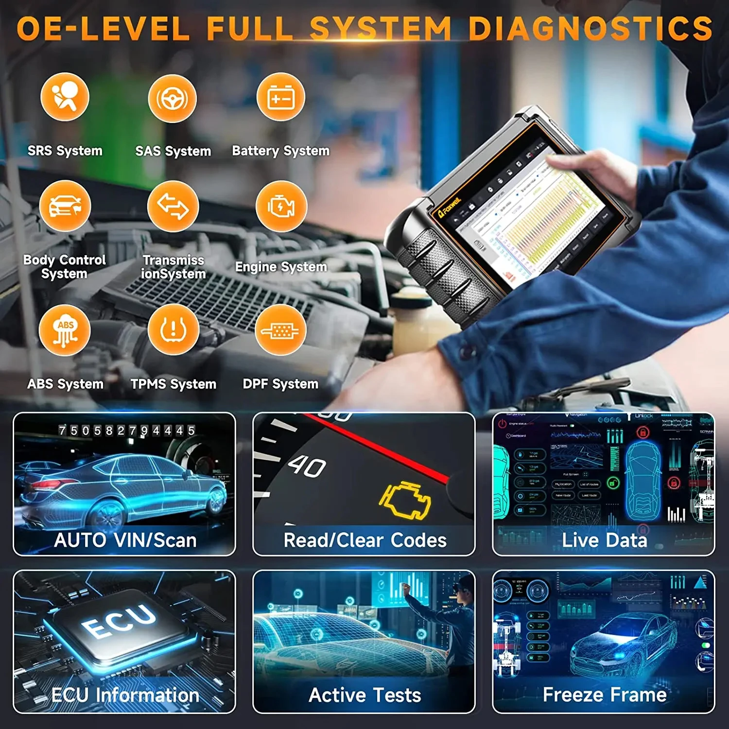 New FOXWELL NT710 Full System Car Diagnostic Tool Bidirectional Function OBD2 Scanner For 1 Car Brand Lifetime Free Update Tools