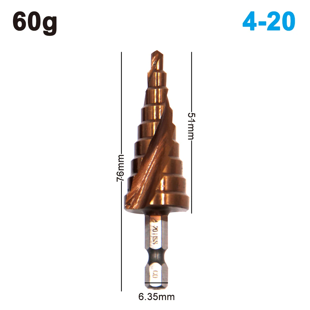 M35 Cobalt Containing Hexagonal Spiral Step Drill Stainless Steel Tapping 4-20mm Pagoda Drill 1PC Cutting Tool Drilling Bit Tool