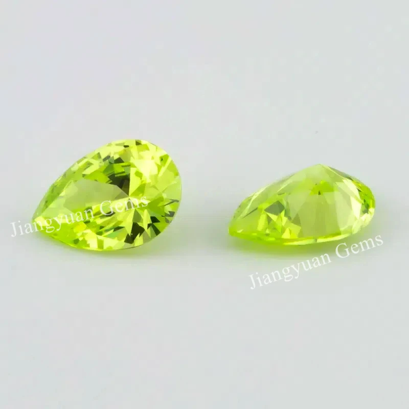 Größe 3x5mm~10x12mm 5A Zirkon Birnenförmiger Apfelgrüner Kubischer Zirkonia Stein Loser CZ Synthetischer Edelstein für Schmuckherstellung – Detail 5