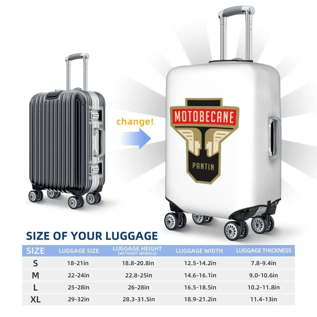 Motobecane Headstock (2) Penutup Koper Pelindung Penutup Pelindung Bagasi Perjalanan Elastis untuk 18-32 Inci