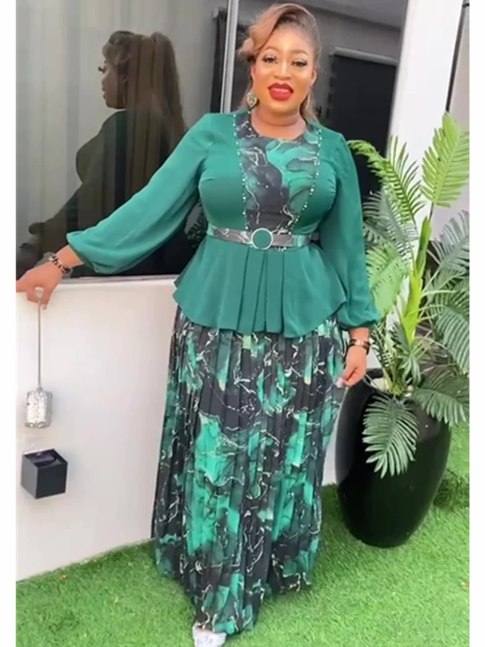 

African Clothes for Women 2 PCS Sets Tops And Skirts Suits Dashiki Ankara Turkey Outfits Gown Plus Size Wedding Party Dresses