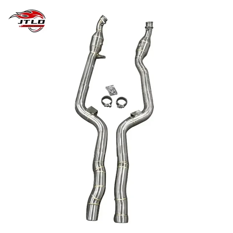 Polishing Catless Downpipes for Mercedes CLS63 AMG 4Matic W218 - Performance Exhaust Pipes