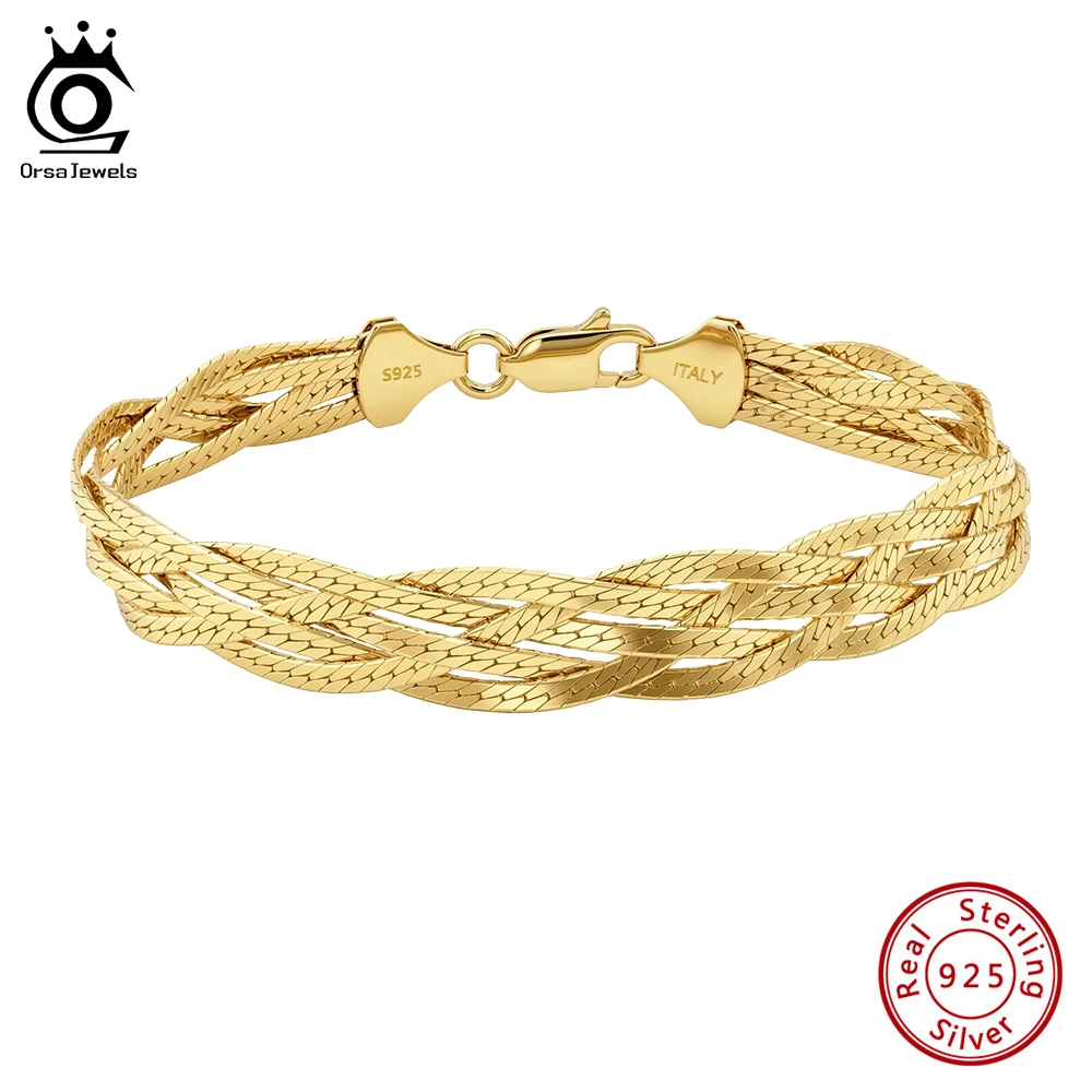

Браслет-цепочка ORSA JEWELS из стерлингового серебра 925 пробы, 7 мм, в виде змеи, классический, для повседневной носки, вечеринок и банкетов, изысканные ювелирные изделия SB220