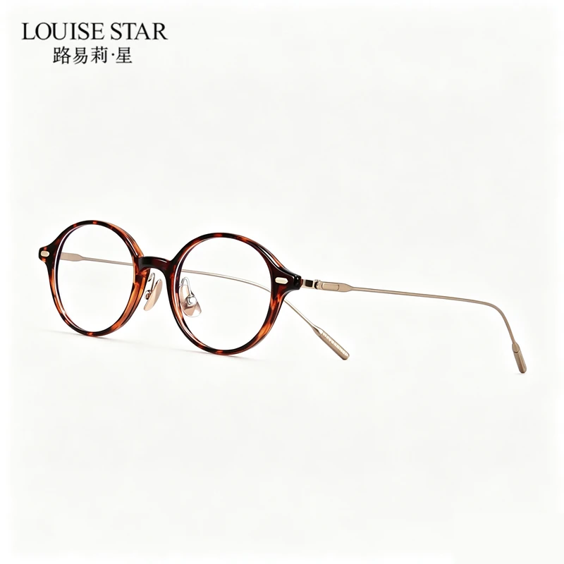 Monture de lunettes de vue ovale de style rétro, branches de lunettes en titane pour femmes, personnalisation des verres sur ordonnance, verres progressifs, correction de l’astigmatisme.