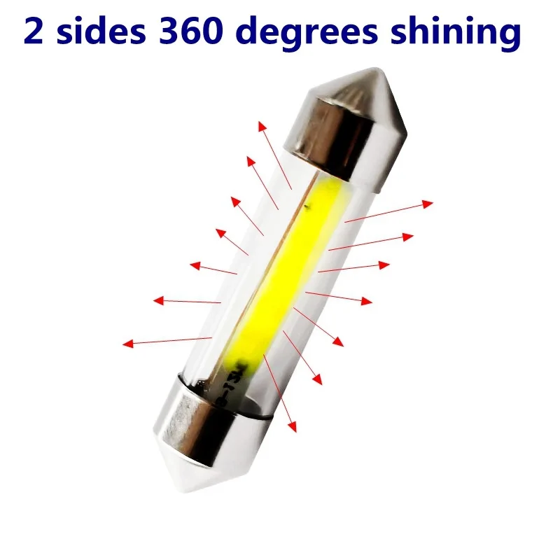 10PCS C5W LED Bulbs Festoon 31mm 36mm 39mm 41mm Filament COB LED Glass Case Car Interior Reading Lights Auto Dome Lamp White 12V