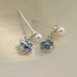 Accessories for Women Enamel Flower Drop Earring for Women Pearl Temperament Stud Earring Birthday Party Anniversary Jewelry