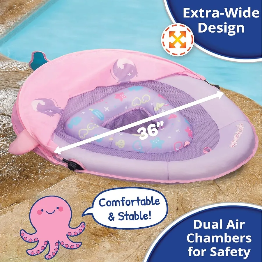 SwimSchool Piscina para bebés Flotadores para nadar gratis Súper flotante para edades de 6 a 24 meses Estilos de varios colores Canopies ajustables y