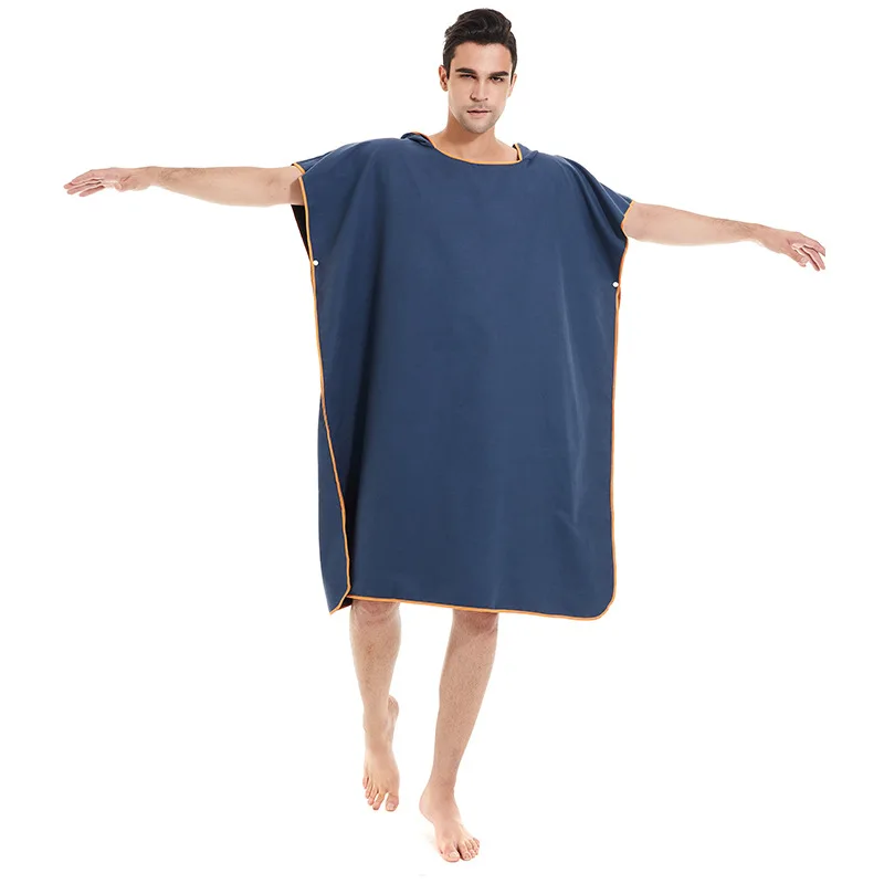 

Double faced Velvet Adult plain color quick drying Cloak Cape beach bathrobe portable water absorbing changing bathrobe Navy