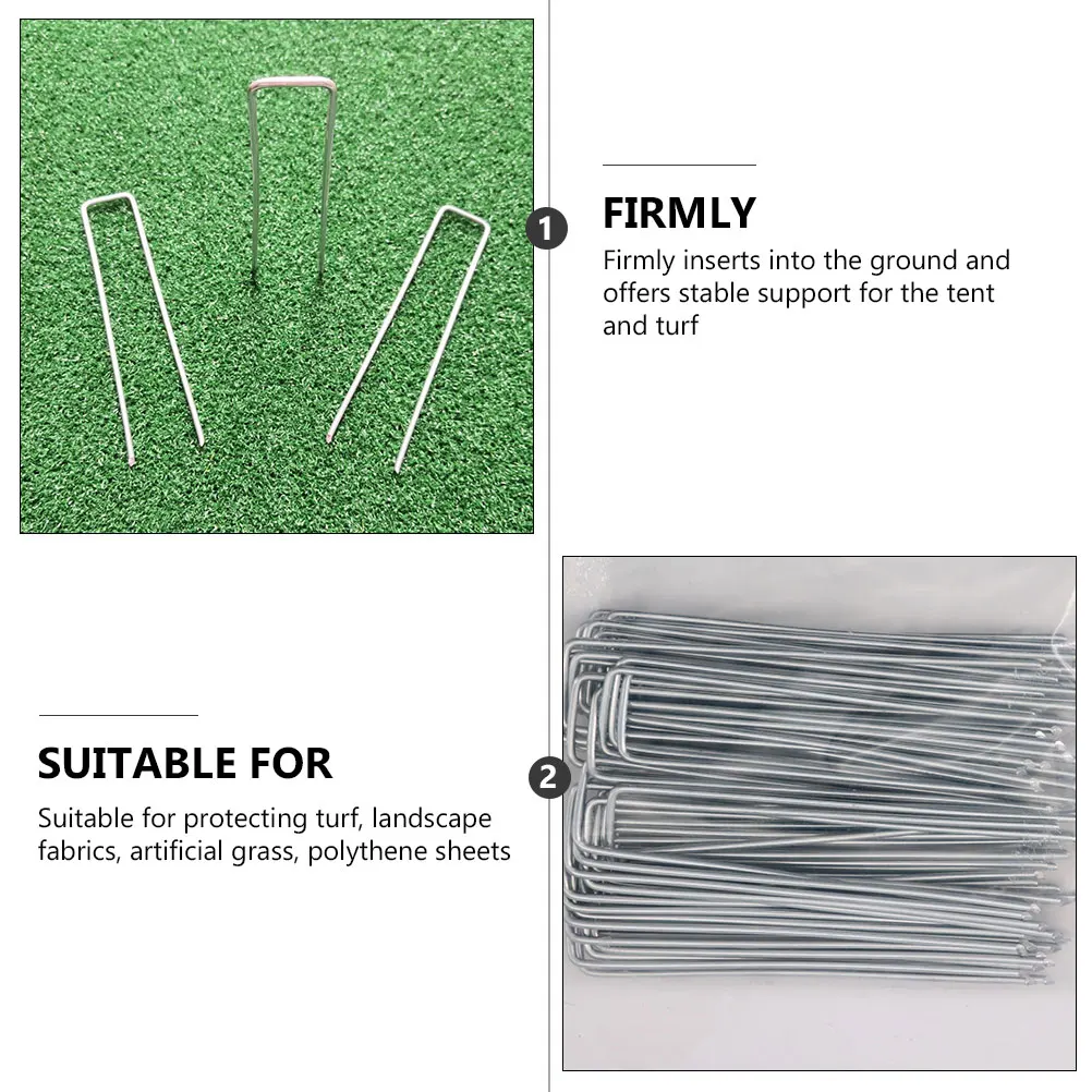 

50 Pcs Sod Nails U Shape Ground U-Type Artificial Lawn Grass Shaped Camping Tent Peg Garden Accessories