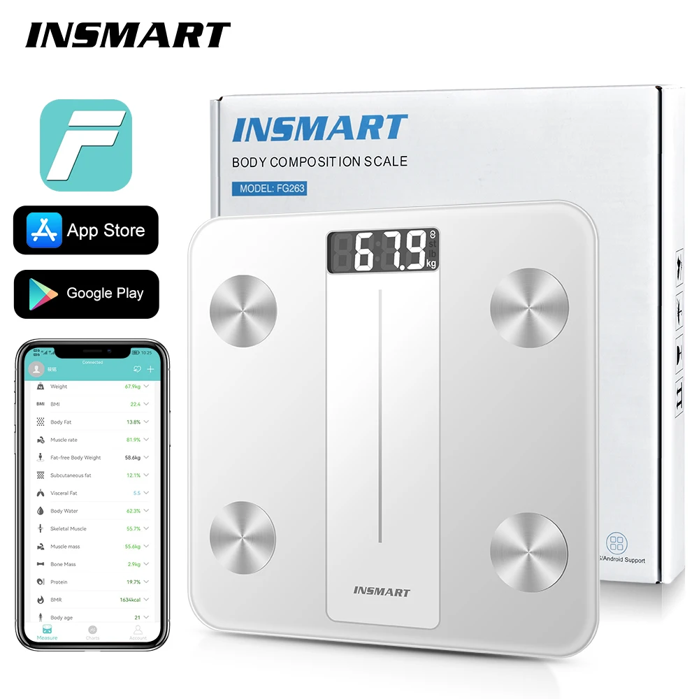 INSMART Bathroom Scale Body Weight Balance Scale Digital BMI Body Fat Weight Smart Body Scale  Bluetooth Weight Scale for Human