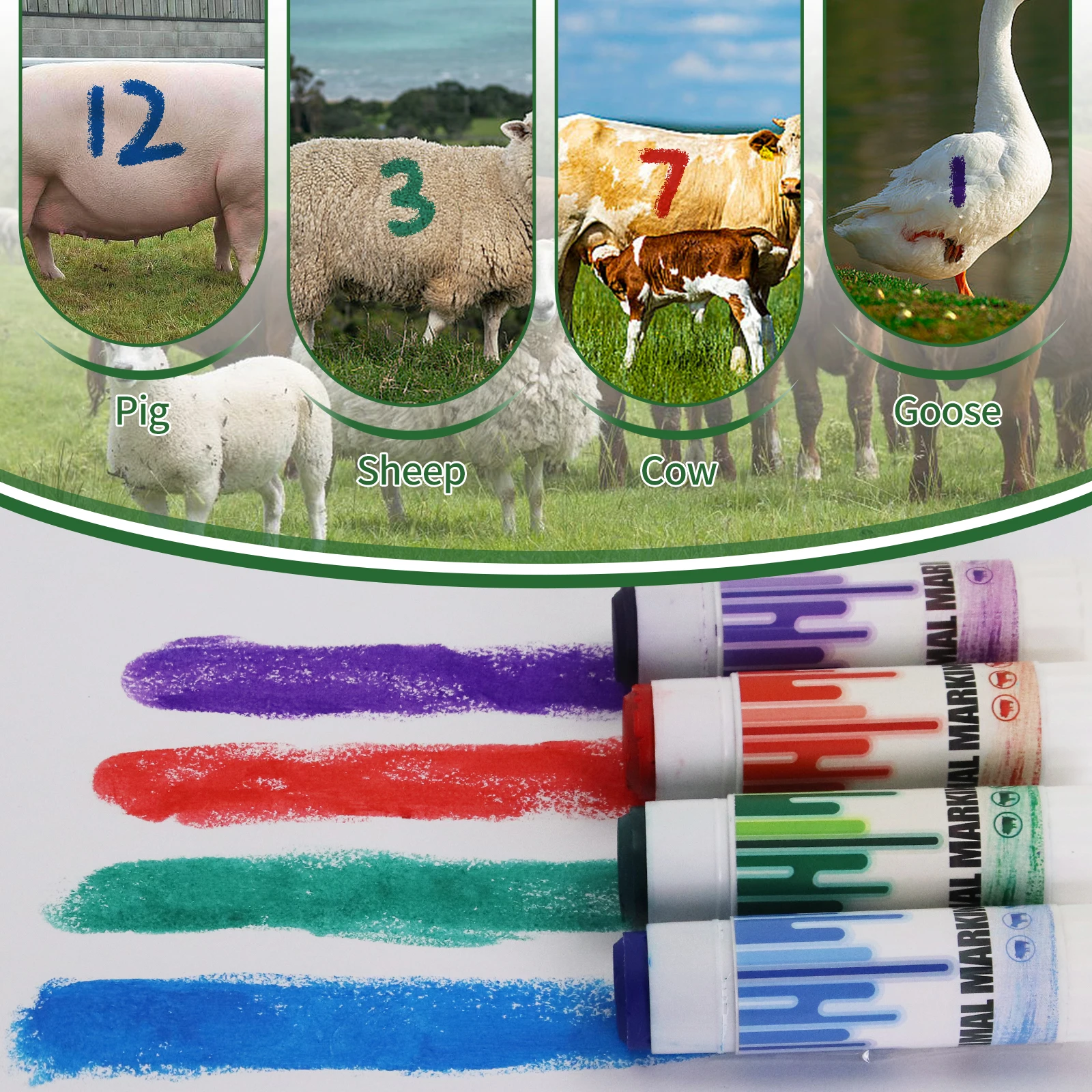 1PC Cattle Marking Crayon Livestock Marking Crayon Safe High Purity Paraffin-Based Livestock Skin Marking Paint Pen For Duck Pig