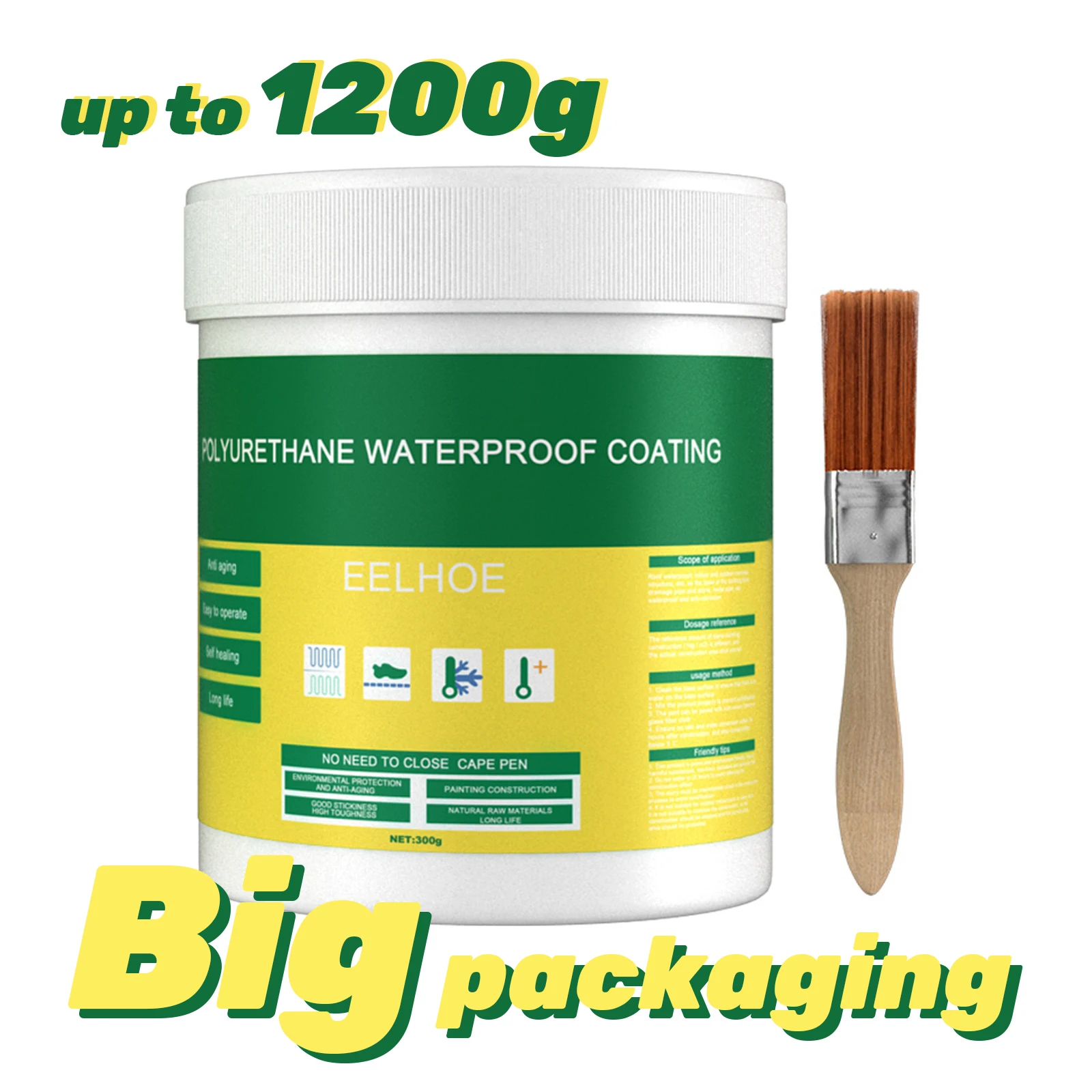 300/1200g Waterdichte Coating Kit Transparante Onzichtbare Pasta Lijm Met Borstel Lijm Reparatie Dak Waterdichte Kit