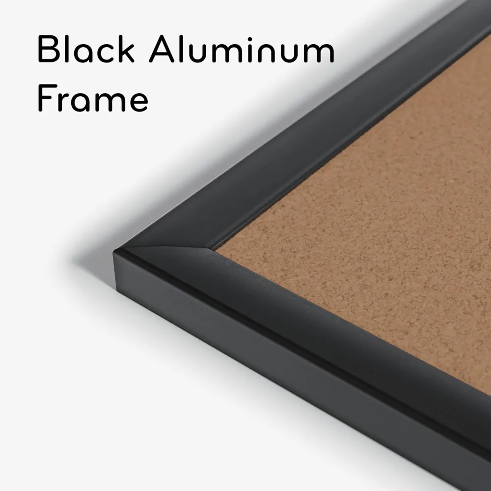 لوحة إعلانات من الفلين والألومنيوم باللون الأسود مقاس 36 × 24 بوصة، سطح تثبيت ممتاز للمكتب والمنزل والفصول الدراسية #3